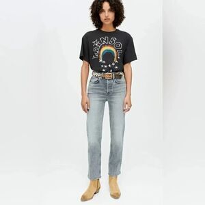 NWOT women’s RE/DONE rigid stove pipe high rise in silver fade jeans size 26